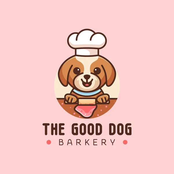 Cute Dog Bakery Mascot Logo Icon Sticker Shirt — 스톡 벡터