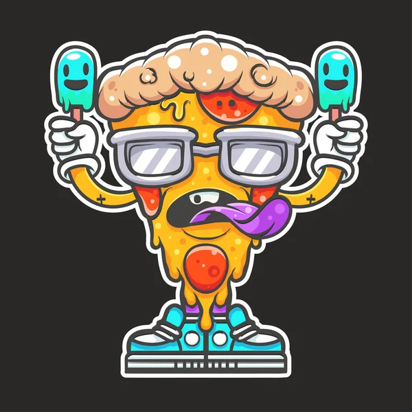 Illustration Von Funky Pizza Für Shirt Sticker Und Maskotlogo lizenzfreie Stockillustrationen