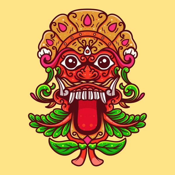 BARONG MASK 'IN BÖLÜMÜ. BALI, İNDONEZYA TRADİTİYONU