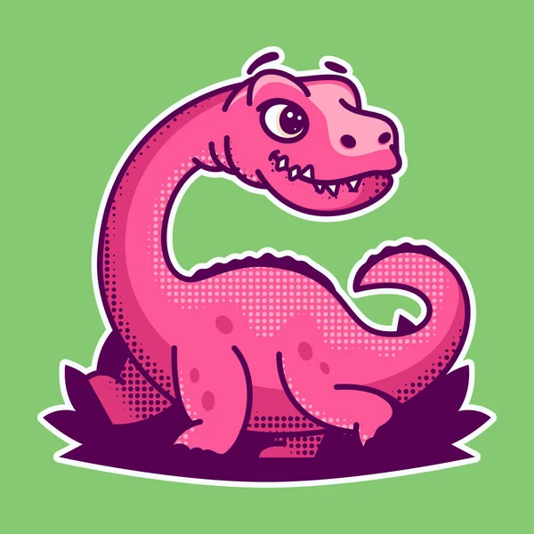 Cote Dinosaur Suitável Sticker Mascot Logo — Vetor de Stock