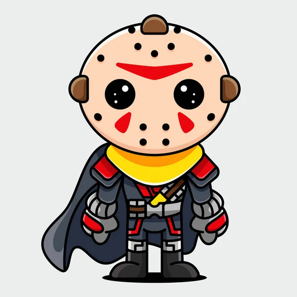 Bonito Super Herói Máscara Mascote Logotipo — Vetor de Stock
