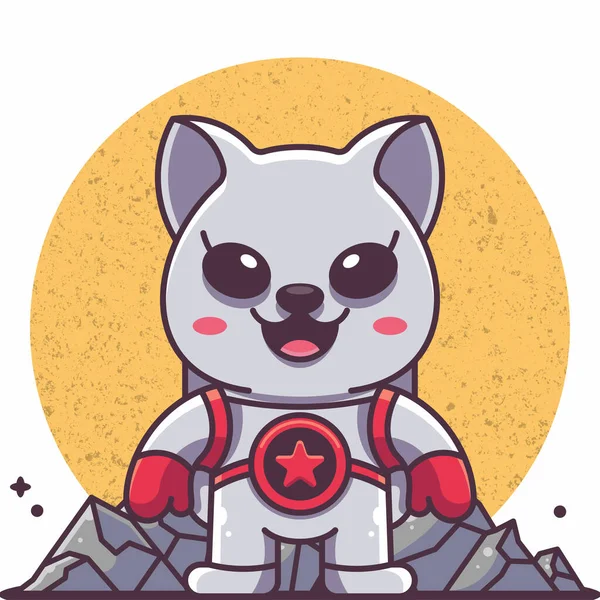 Cute Astronaut Cat Com Moon Background —  Vetores de Stock