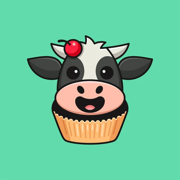 cute cow on brownies suitable for mascot, sticker, t-shirt and related business