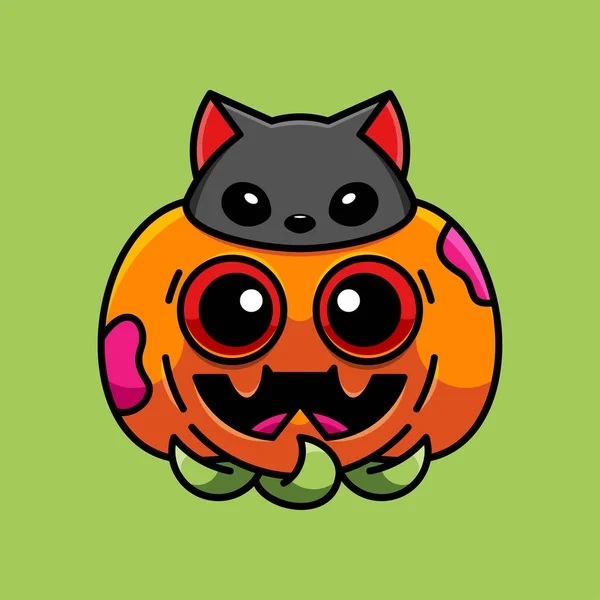 Cute Devil Cat Pump Celebrates Mascot Logo Sticker Shirt — 스톡 벡터