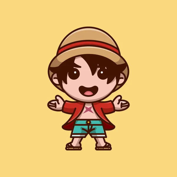 luffy kawai chibi cute, onepiece anime. vector design and doodle