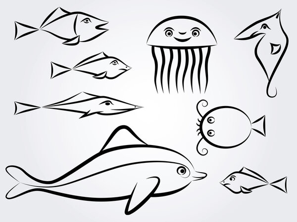 Sea animal set - Illustration