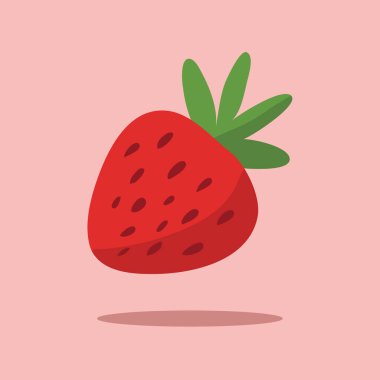 Çilekli. Çizgi film illüstrasyonu, düz stil. 