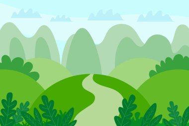 Yaz manzarası. Düz biçim vektör illüstrasyonu.