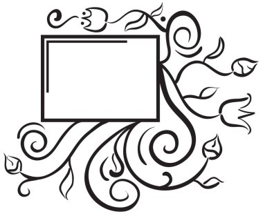 Siyah ve beyaz çiçek desenli. Tasarım ögeleri.