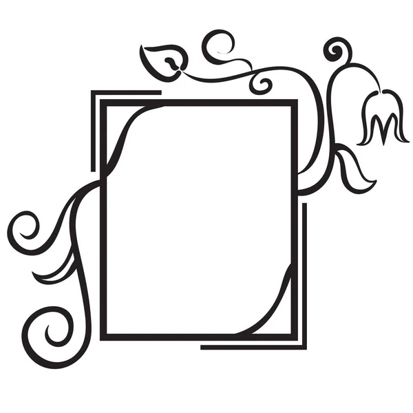 Черно Белая Цветочная Рамка Элементы Дизайна — стоковый вектор