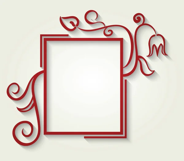Красный Цветок Рамка Тенью Векторная Иллюстрация — стоковый вектор