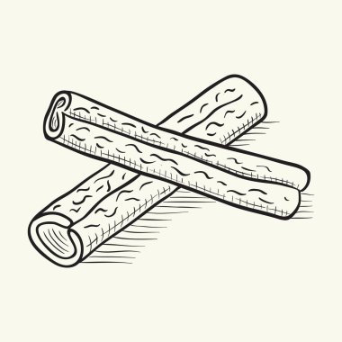 Cinnamon sticks. Black and white sketch vector illustration.