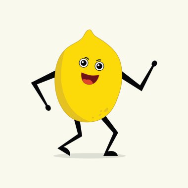 Lemon dancing. Cute fruit vector character.