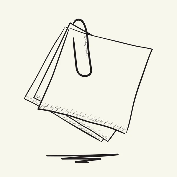 Carta Lettera Con Graffetta Illustrazione Del Vettore Disegnato Mano — Vettoriale Stock