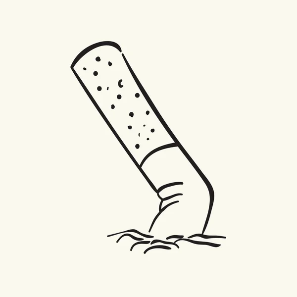Cigarette Butt Hand Drawn Vector Illustration - Stok Vektor
