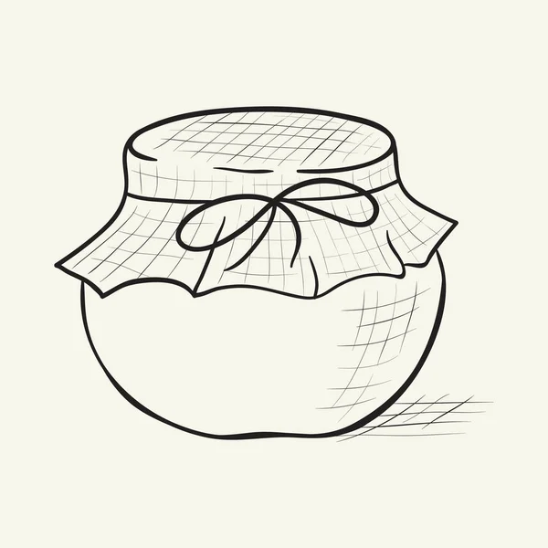 Jam Glass Jar Vector Drawing Hand Drawn Food Illustration — 图库矢量图片