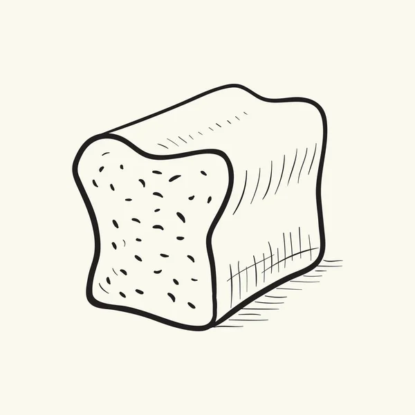 Piece Bread Hand Drawn Vector Illustration — Vetor de Stock