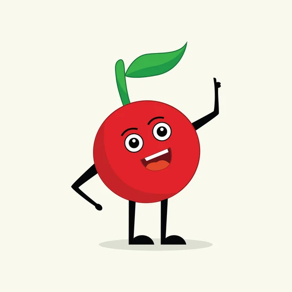 Cherry Shows Thumb Cute Fruit Vector Character — Stock Vector