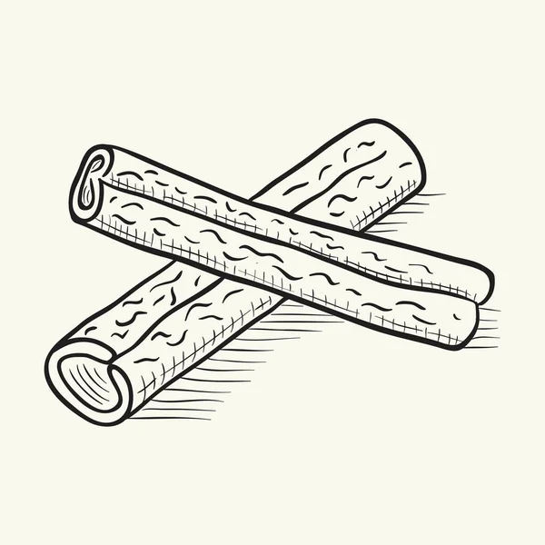 Cinnamon Sticks Black White Sketch Vector Illustration — Stockvector