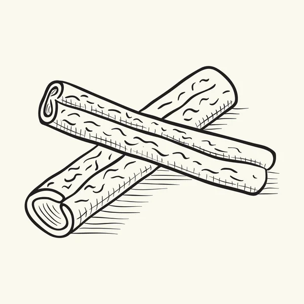 Cinnamon sticks. Black and white sketch vector illustration.
