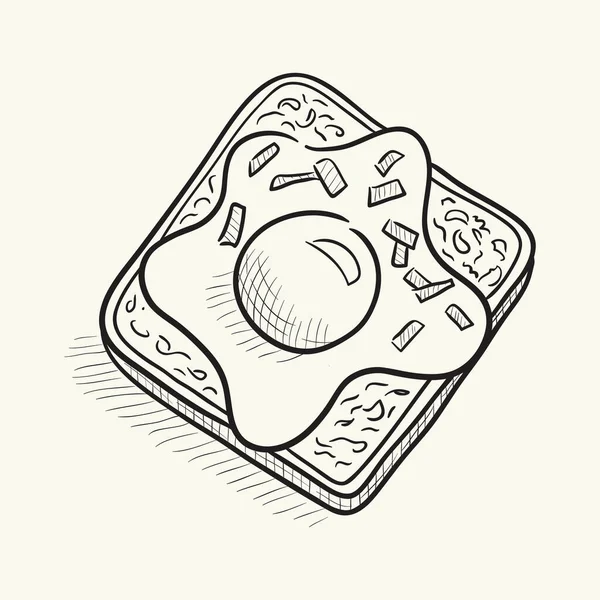 Sandwich Fried Egg Hand Drawn Vector Illustration — Vetor de Stock