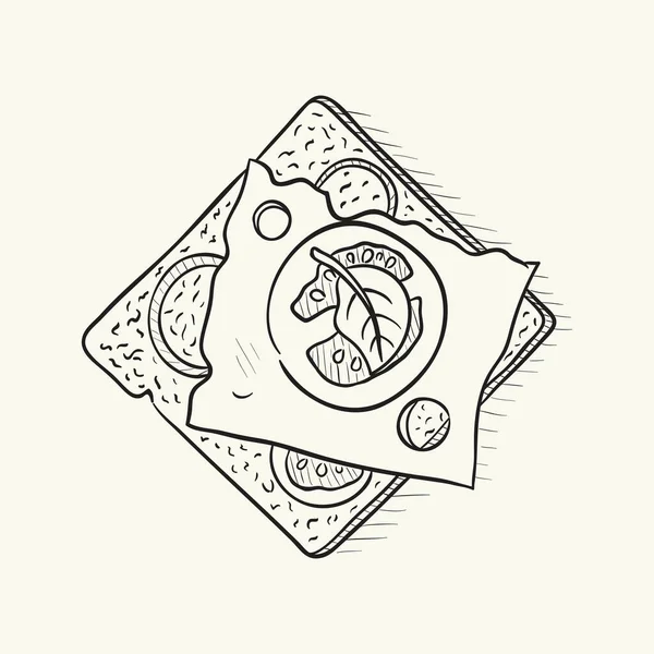 Сэндвич Черно Белая Векторная Иллюстрация — стоковый вектор