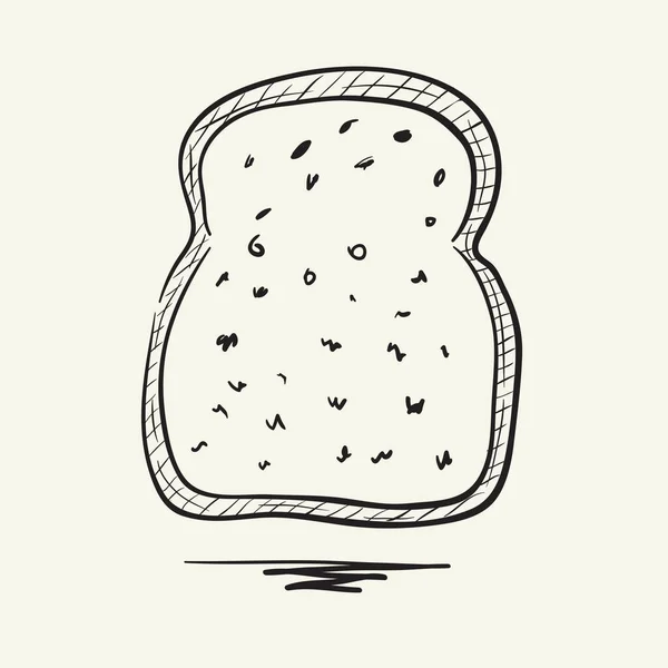 Целый Пшеничный Тост Хлеба Рука Нарисовал Контур Значок Каракули — стоковый вектор