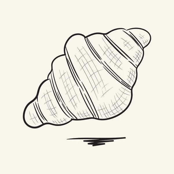 Roissant. El çizimi vektör illüstrasyonu.