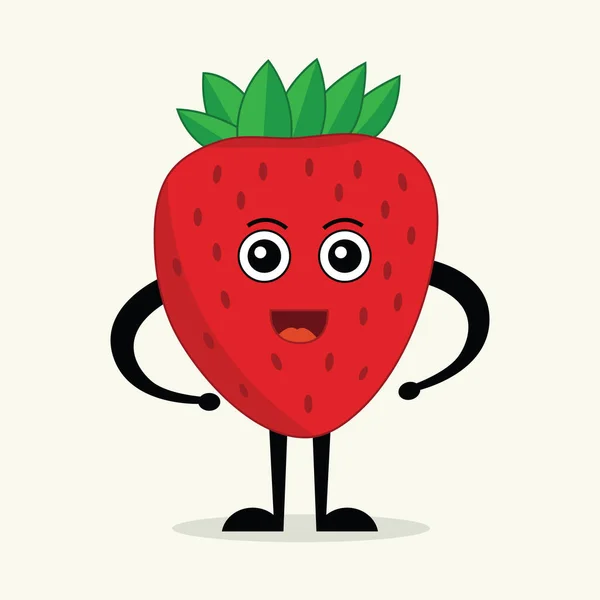 Strawberry Cute Fruit Vector Character — Stockový vektor