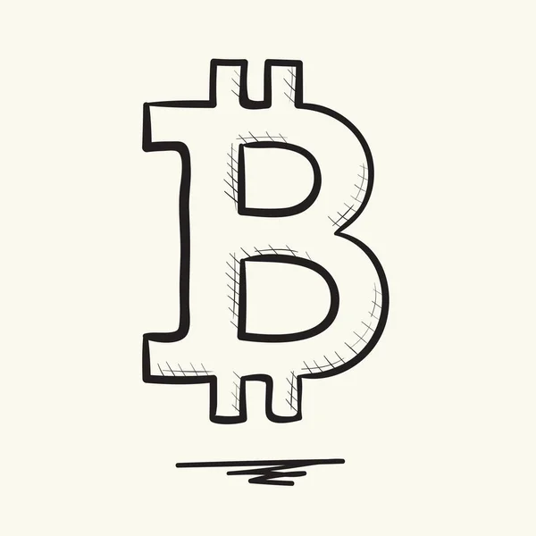 Bitcoin. El çizimi vektör illüstrasyonu.