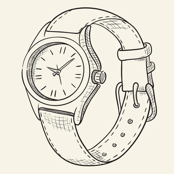 Hand Getrokken Horloge Illustratie — Stockvector