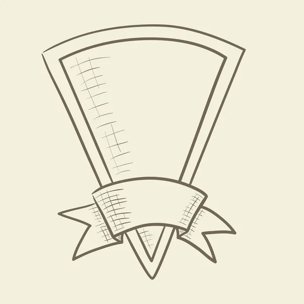 Emblème Étiquette Avec Bannière Ruban Croquis Style Dessiné Main — Image vectorielle
