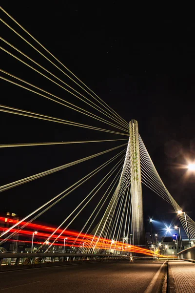 Puente Los Tirantes Sobre Lerez Pontevedra Estela Roja Coche Pasando — Photo