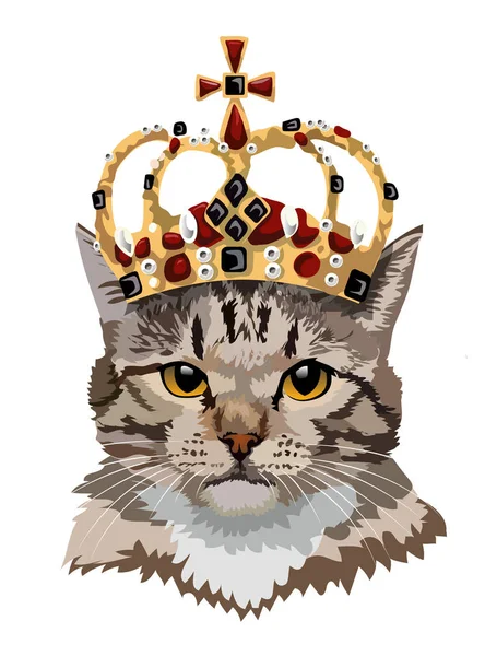 portrait of a cat with yellow eyes and a crown on his head