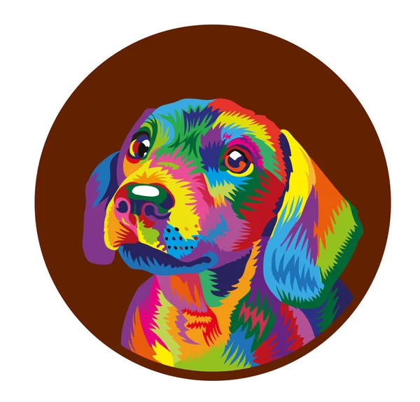 Portrait of an inflated dachshund puppy on a round background