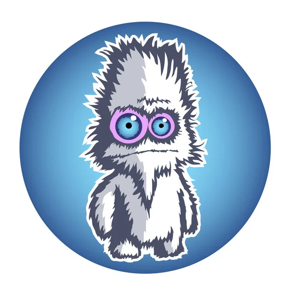 Yeti Cartoon Bigfoot Синем Фоне — стоковый вектор