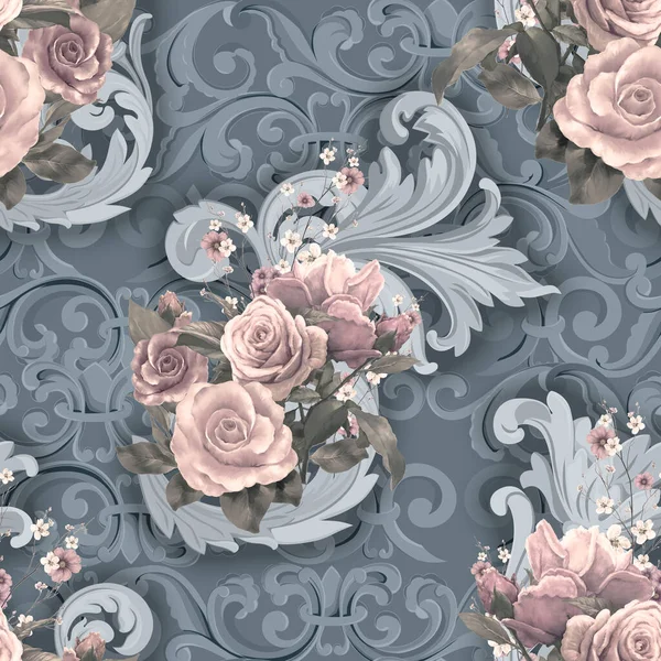 Decorative Shapes Flowers Seamless Pattern — Stock Photo, Image