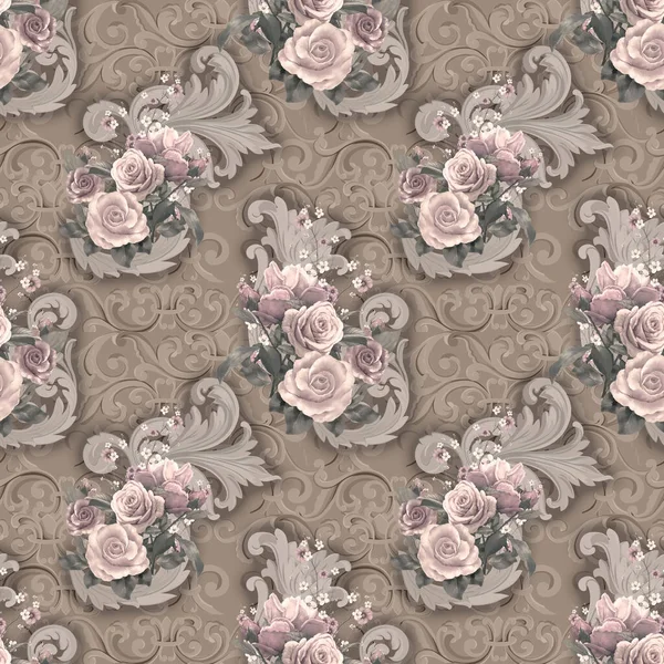 Decorative Shapes Flowers Seamless Pattern — Stock Photo, Image