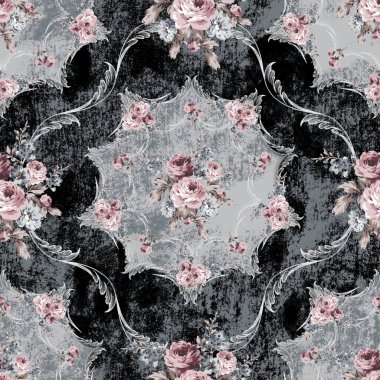 Çiçeklerle dekoratif şekiller.