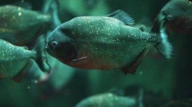 Akvaryumda Benekli Su altı Renkli Balıklar Okulu - Deniz Dünyası