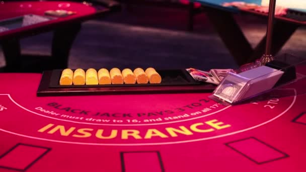 Nightlife casino concept. Closeup shot of the table for one of casino games. — Stockvideo