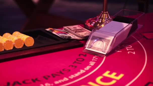 Human Entertainment Concept Gambling Addiction Casino Equipment High Quality Footage — ストック動画