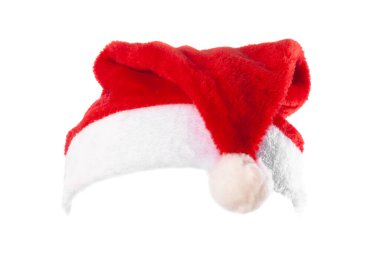 Noel Baba kırmızı şapka beyaz arka planda izole