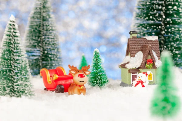 Kerstman bracht geschenken, nieuwjaarskaart, concept, plaats voor tekst — Stockfoto