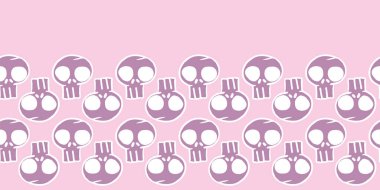 Vektör beyaz pembe kafatasları kenarları pürüzsüz desen