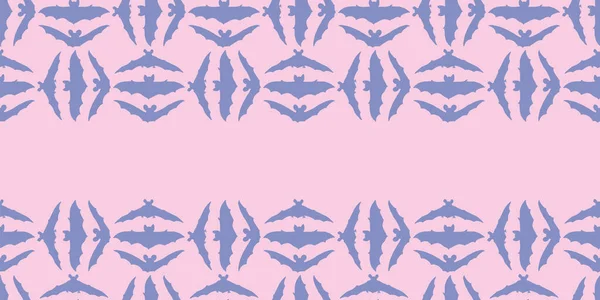 Vector violeta murciélagos rosados borde patrón sin costura — Vector de stock