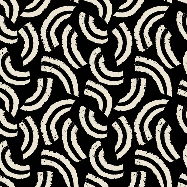 Vector dibujado rayas blancas patrón sin costura negro — Vector de stock