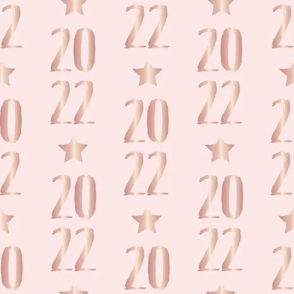 Vector rose gold stars 2022 card seamless pattern — Stock Vector