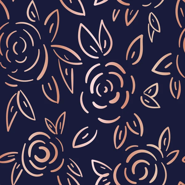 Vector metálico doodle rosas patrón inconsútil oscuro — Archivo Imágenes Vectoriales