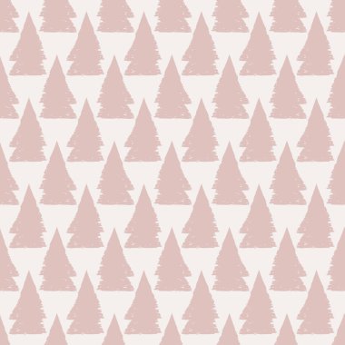 Vektör pembe çam ağaçları pürüzsüz desen